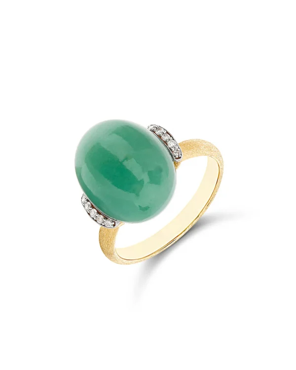 Fashion Amuleti ring groene aventurijn AS1-603 Kleuren En Edelstenen | Goud Geel