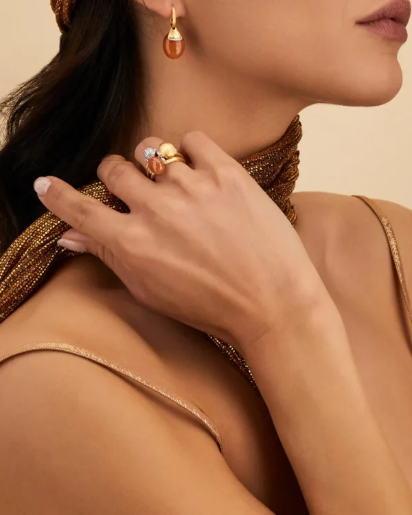 Fashion Amuleti ring oranje aventurijn AS5-603 Diamanten En Parels | Kleuren En Edelstenen