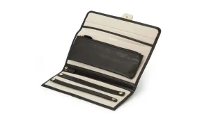 Clearance WOLF Palermo Jewelry Roll Black 213402 Bijouboxen En Etuis